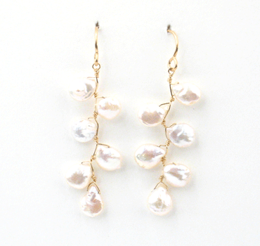 White Pearl Teardrop Vine Earrings