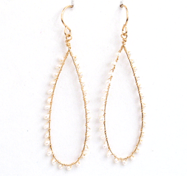 Seed Pearl Long Teardrop Earrings