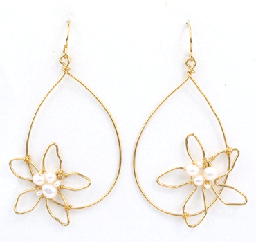 Flower Pearl Cluster Earrings